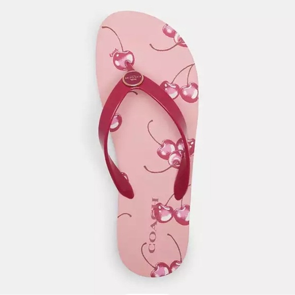 NWT COACH Zayn Flip Flop w Cherry Print SIZE 6 Limited Edition AUTHENTIC - Picture 7 of 11